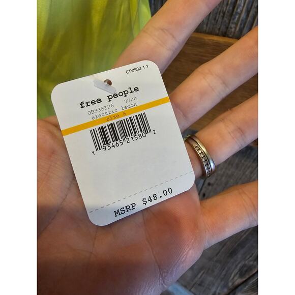 NWT $48 Free People S Beyond Me Cami Electric Lemon Small Top Yellow neon flowy - Picture 5 of 7